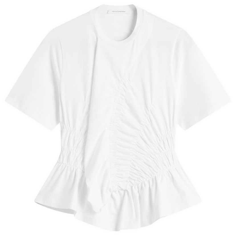 T-shirt Cecilie Bahnsen Ace Ruched Peplum T-Shirt Hvid | 325RTW19002