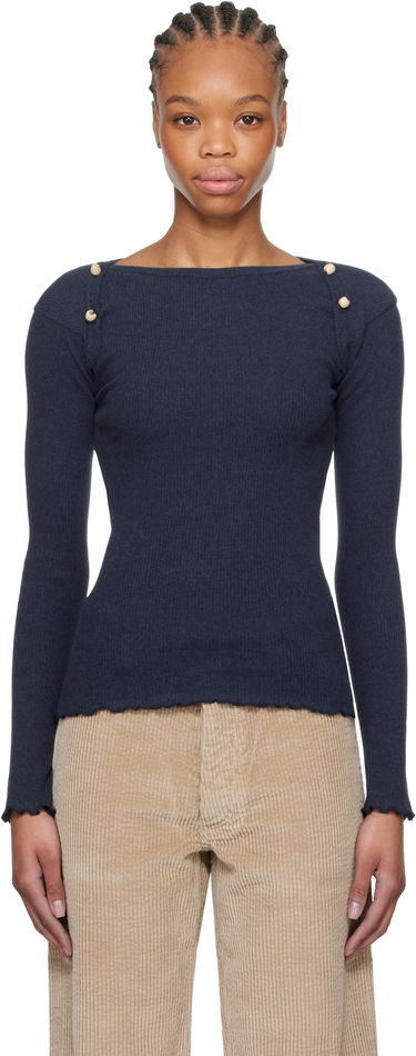 Sweater Baserange Baserange Long Sleeve Fitted T-Shirt Mørkeblå | TODIL-RC-SP25, 0