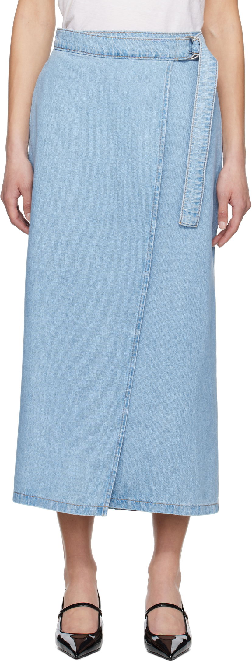 Nederdel Levi's Column Wrap Denim Maxi Skirt Blå | 001VG-0000