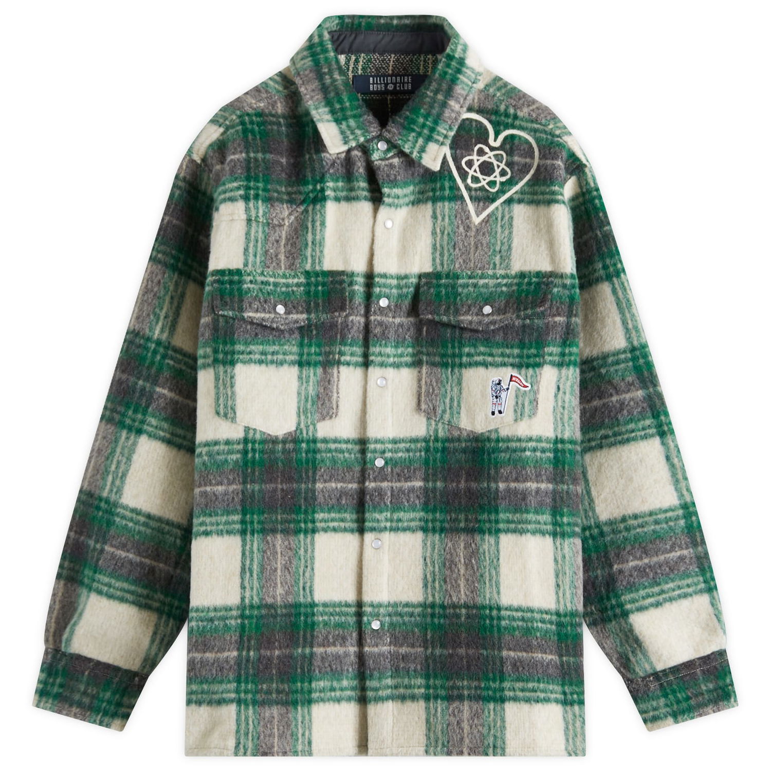 Skjorte BILLIONAIRE BOYS CLUB Heart & Mind Check Overshirt Grøn | B25127-GRN, 0