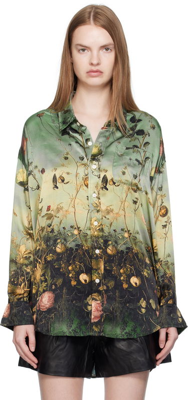 Skjorte R13 R13 Drop Neck Floral Print Shirt Grøn | R13WR004-R584A, 0