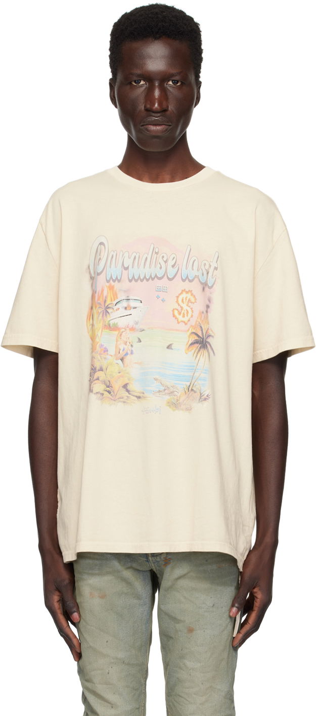 T-shirt Ksubi Yellow Paradise Biggie T-Shirt Beige | MPF24TE005, 0