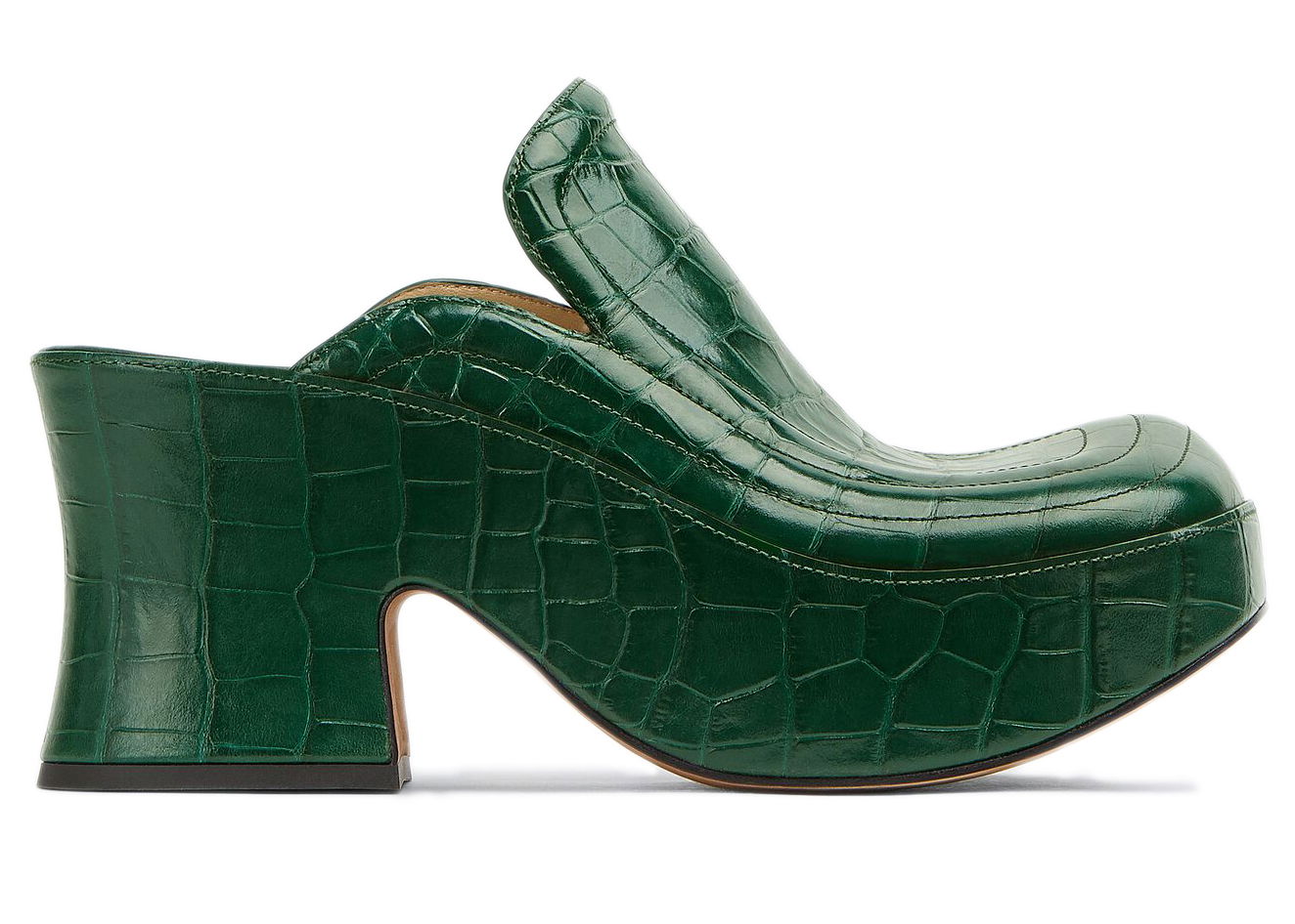 Sneakers og sko Bottega Veneta Embossed Leather Wedge Clogs Grøn | 667212V10O03068, 0