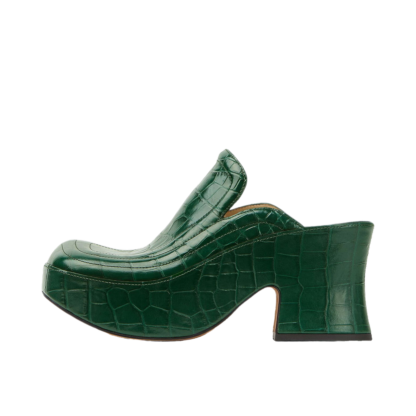 Sneakers og sko Bottega Veneta Embossed Leather Wedge Clogs Grøn | 667212V10O03068