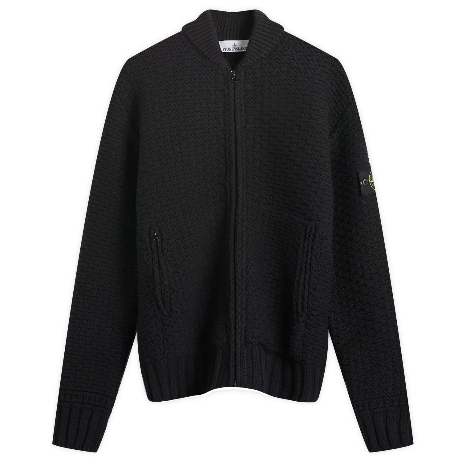 Bomberjakke Stone Island Pure Wool Knitted Full-Zip Bomber Jacket Sort | K2S155100055-V0029, 1