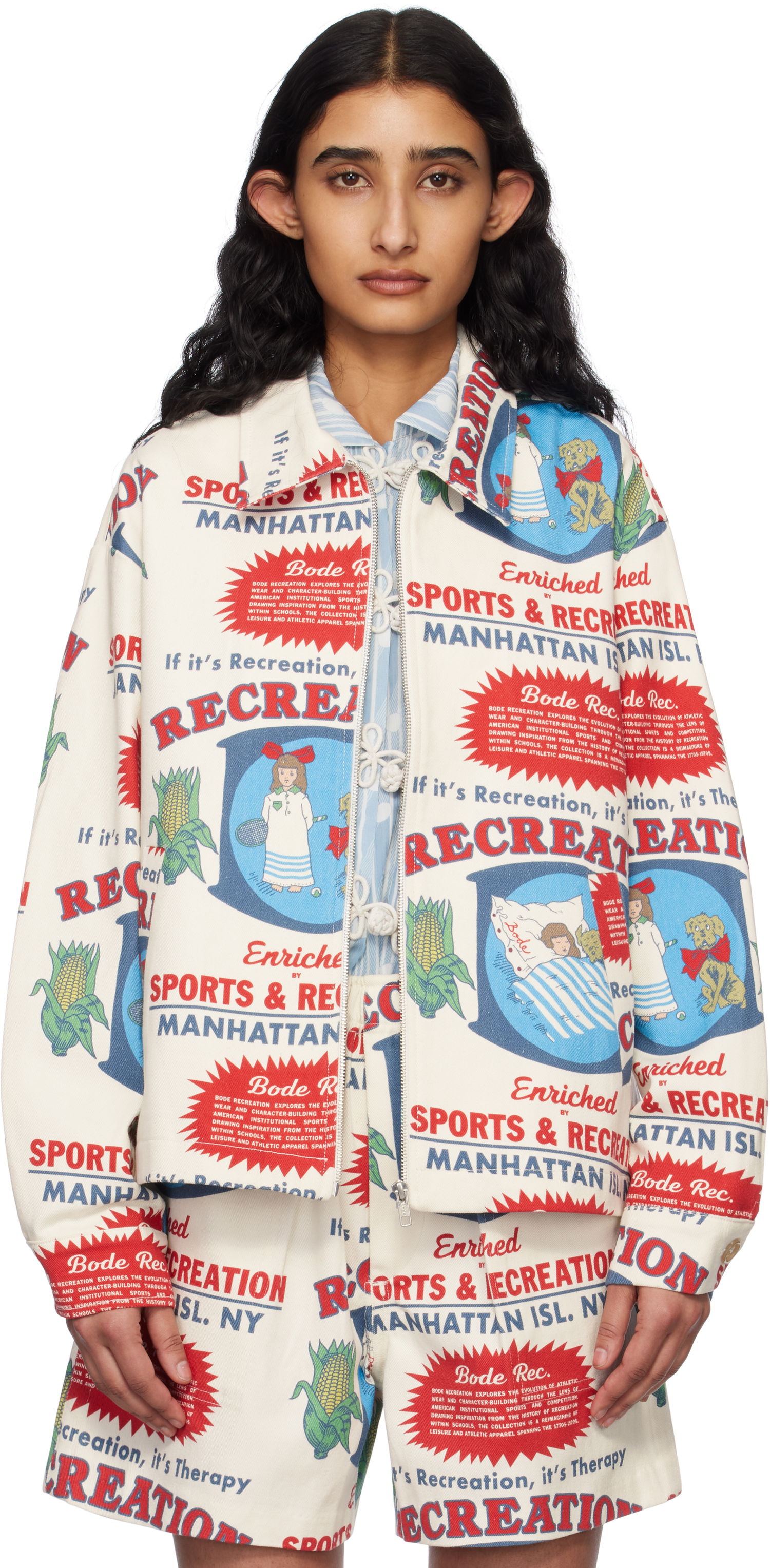 Jakke Bode Bode Enrichment Printed Jacket Hvid | MRS25JA015, 0