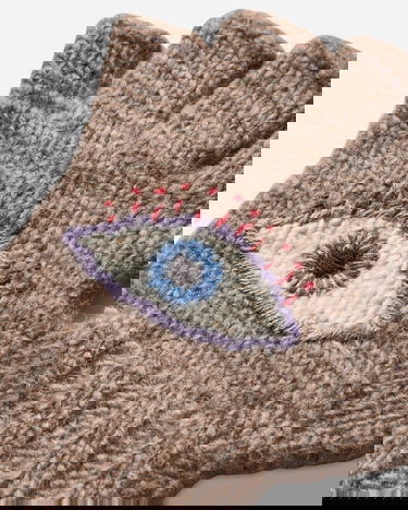 Handsker KAPITAL Wool Folktale Fingerless Gloves with Embroidered Eye Flerfarvet | K2411XG554 GRAYBEIGE, 5