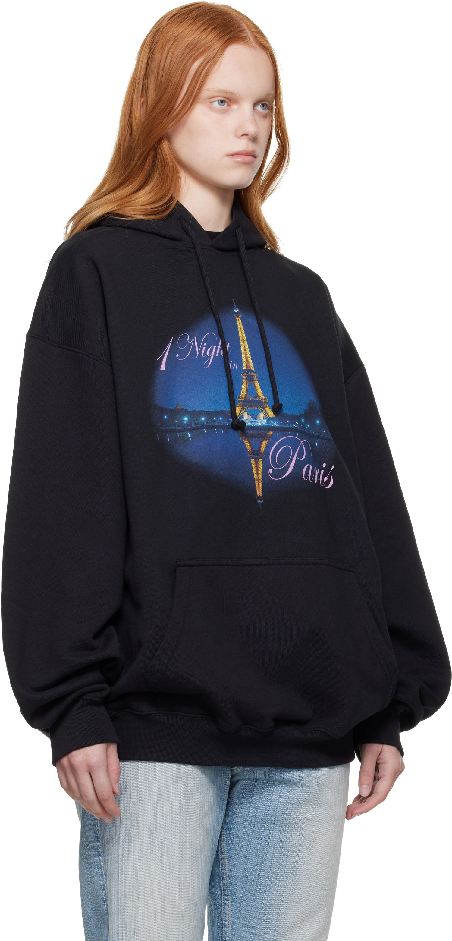 Sweatshirt VETEMENTS VETEMENTS 'Night In Paris' Oversized Hoodie Sort | UH76HD410B, 1
