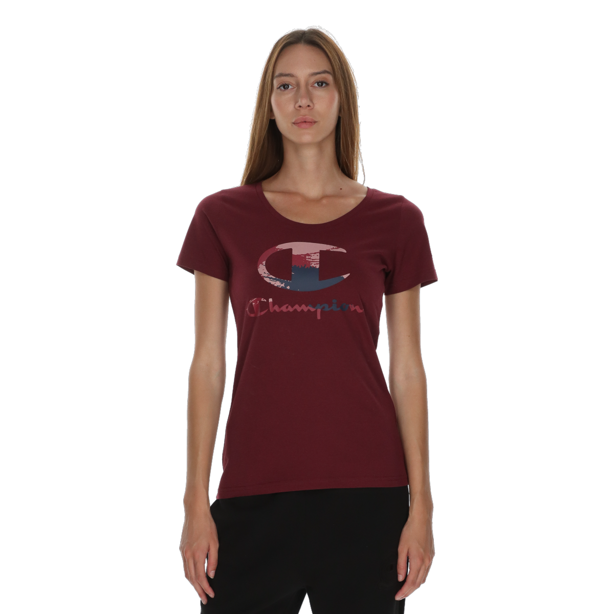 T-shirt Champion Crewneck T-Shirt with Textured Logo Bourgogne | 118569-RS513, 0