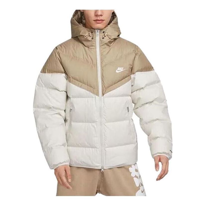 Puffer jakke Nike Hooded Puffer Jacket Beige | FB8178-247