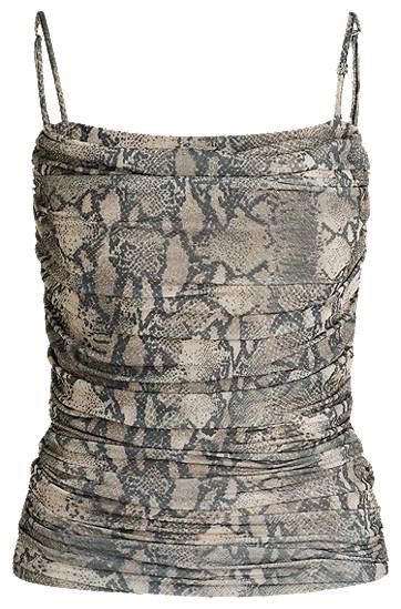 Tanktop BOSS Snakeskin Print Ruched Mesh Corset Top Brun | 50537142