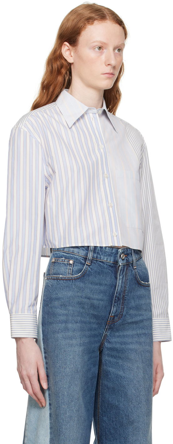 Skjorte Stella McCartney Stella McCartney Striped Cropped Shirt Blå | 6200553CJ303, 1