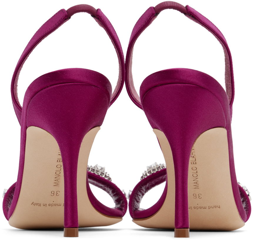 Skopleje Manolo Blahnik Manolo Blahnik Lamisan Satin Heeled Sandals Lilla | 324-2954, 1