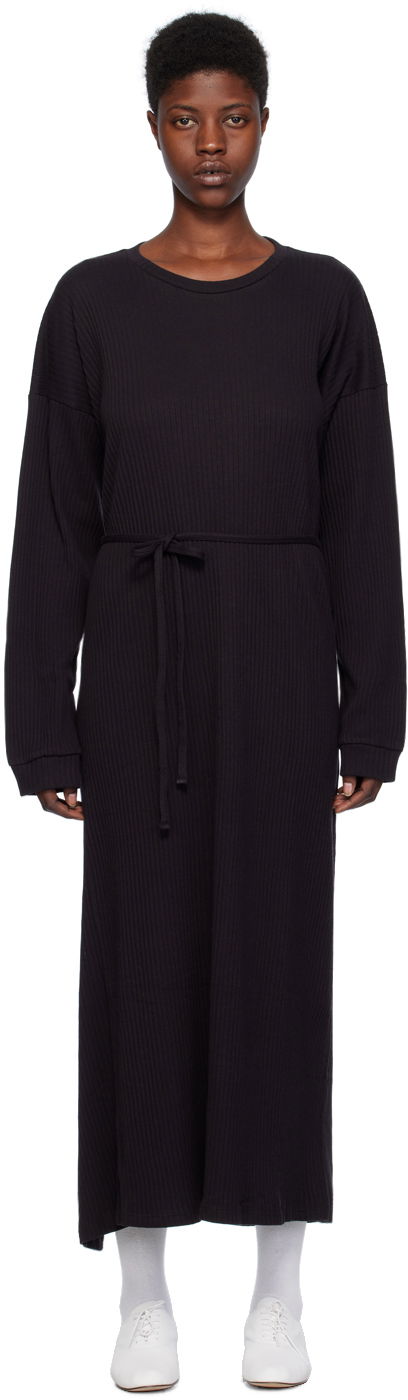Kjole Baserange Kaftan Midi Dress Sort | DRSH-RIB-000
