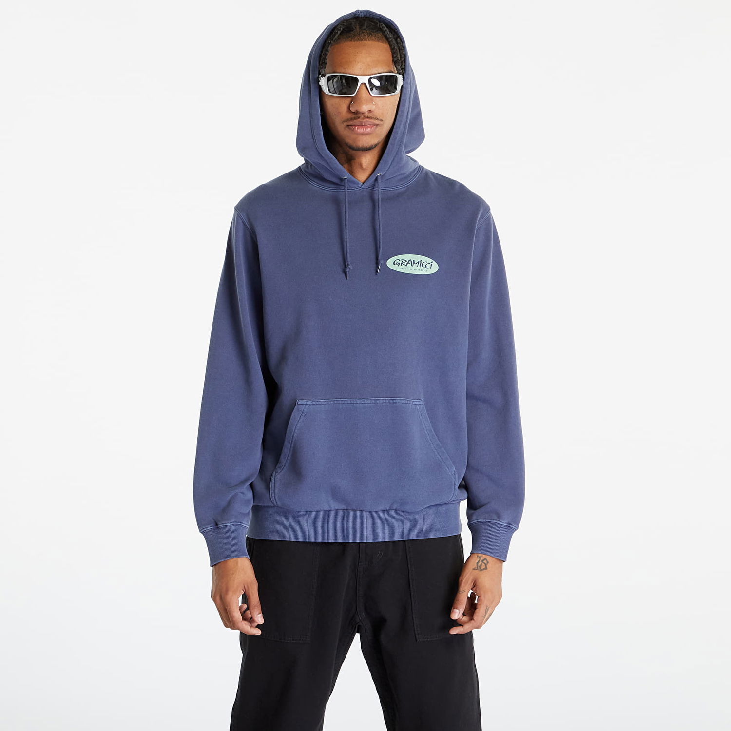 Sweatshirt GRAMICCI Freedom Oval Hooded Sweatshirt Mørkeblå | G3FU-J079 Navy Pigment, 0