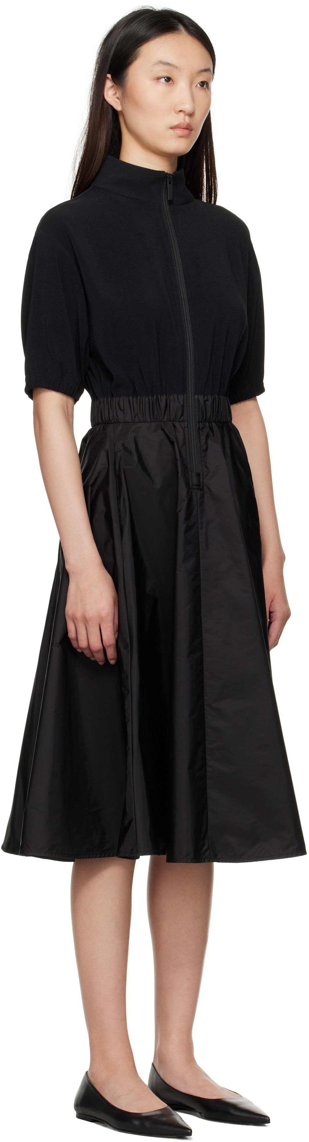 Kjole Moncler Moncler Taffeta Skirt Midi Dress Sort | K20932G00013596WF, 1