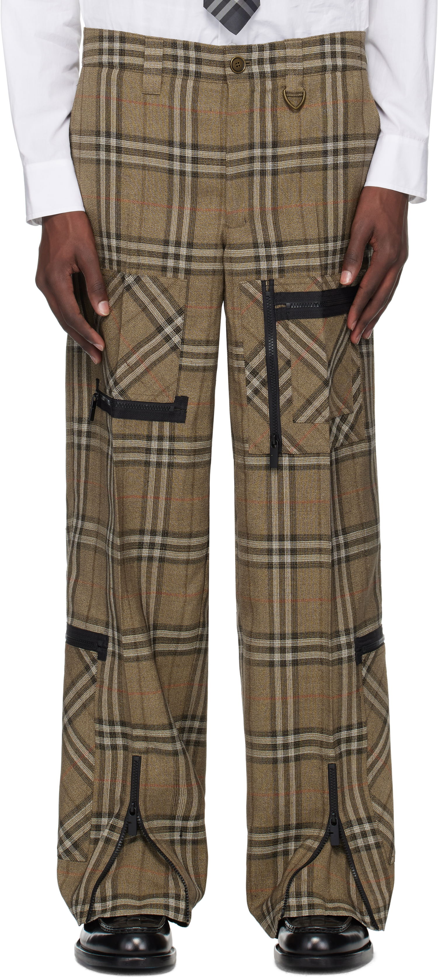 Bukser Burberry Burberry Check Silk Blend Cargo Pants Brun | 8108349, 0
