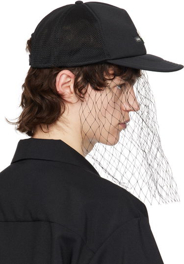 Kasket UNDERCOVER UNDERCOVER Beaded Appliqué Baseball Cap with Veil Sort | UC1E4H04, 2