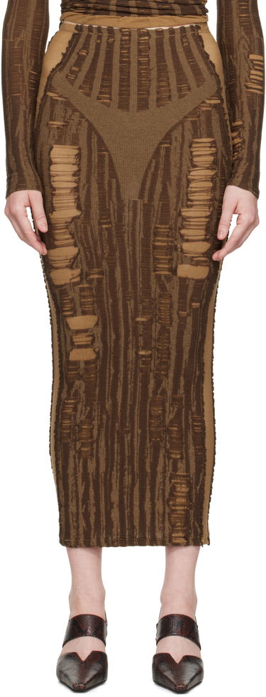 Nederdel Diesel Diesel M-Calina Distressed Midi Skirt Brun | A19220 0BJBI, 0