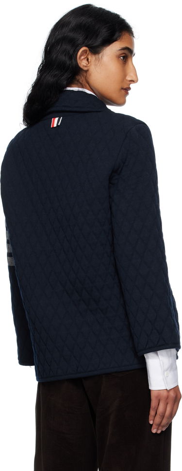 Jakke Thom Browne Thom Browne Quilted Knit Merino Wool 4-Bar Work Jacket Mørkeblå | FKJ117A-Y1029, 2