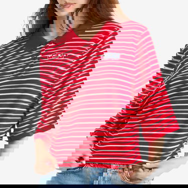 Polo skjorte Martine Rose Martine Rose Striped Cropped Polo T-Shirt, Size Large Rød | 659JE02104O-REDWHT, 2
