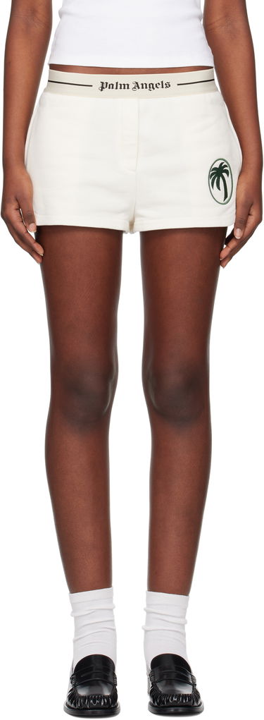 Shorts Palm Angels Palm Angels Oval Palm Sweat Shorts Hvid | PWCI014S25FLE0010357, 0