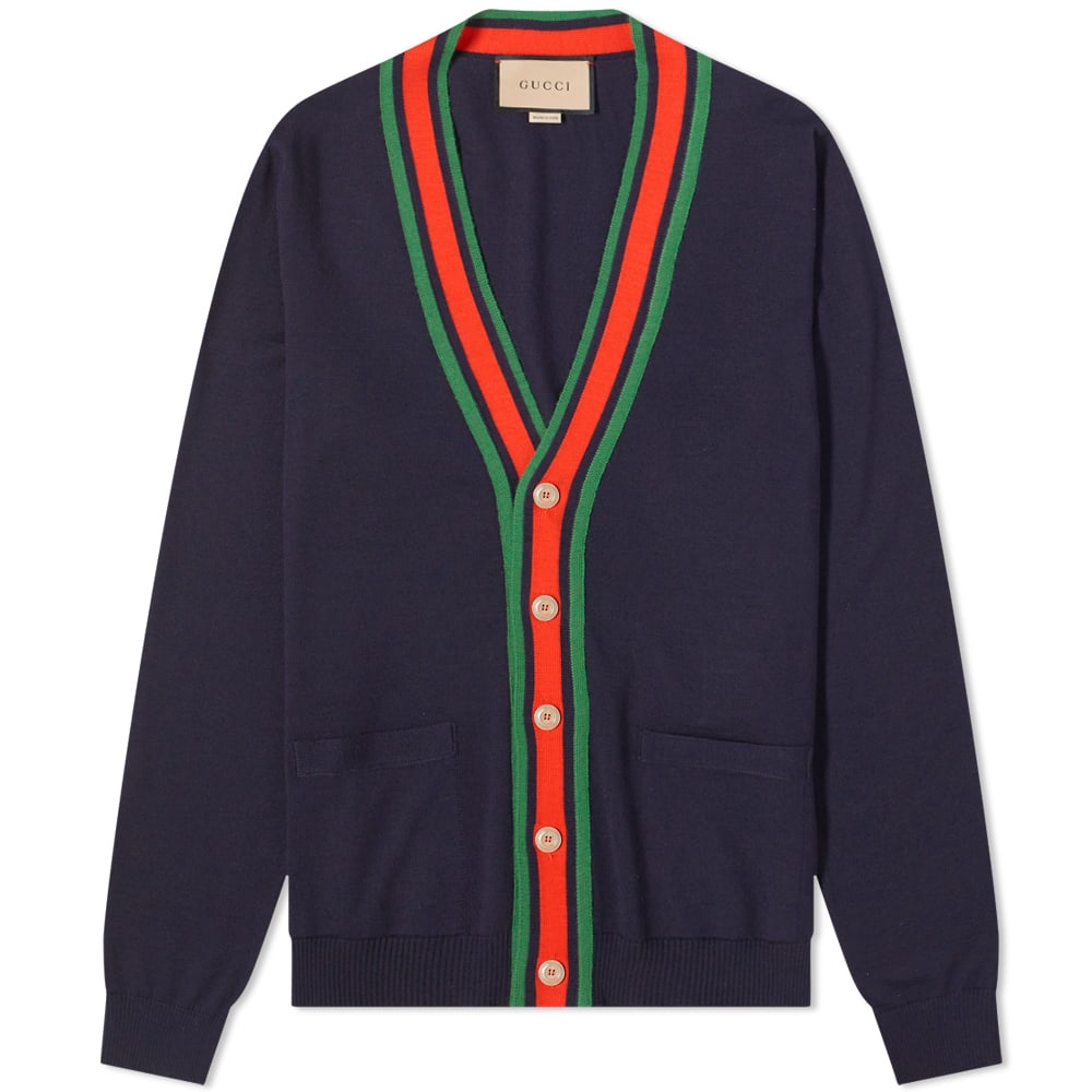Sweater Gucci Grg Trim Cardigan Mørkeblå | 576806-XKAUL-4548, 0
