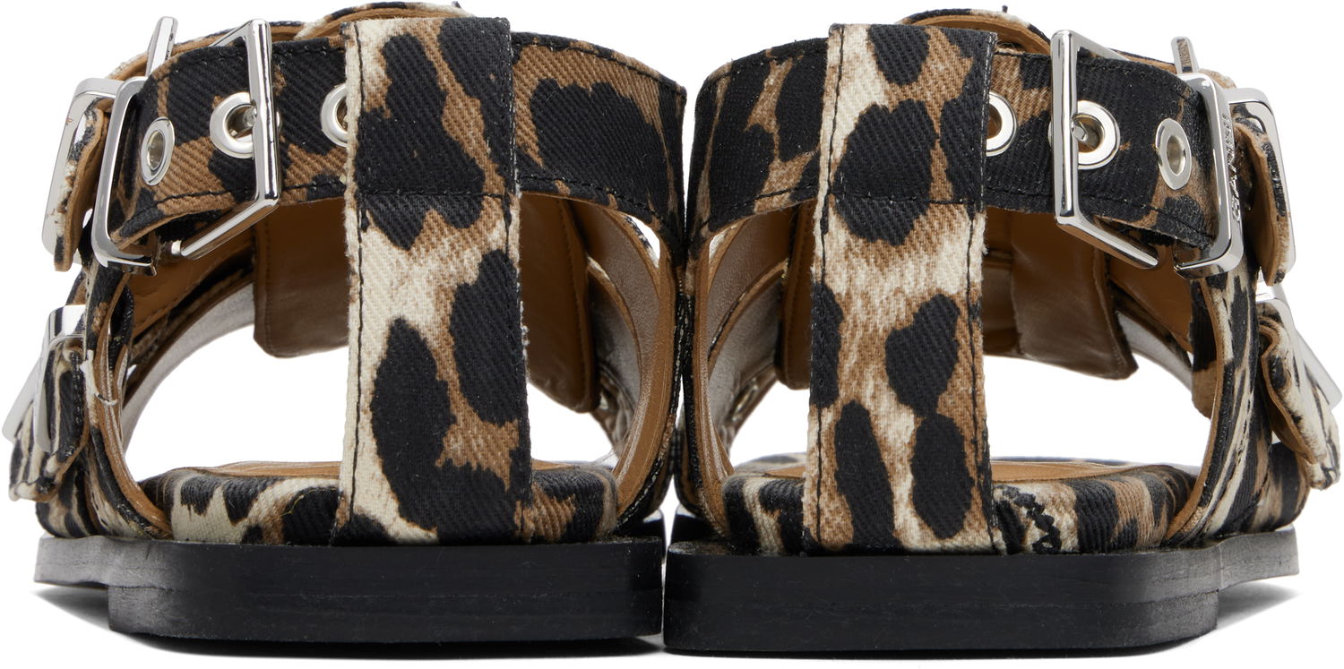 Kjole GANNI GANNI Buckle Strap Denim Sandals Beige | S2936, 1