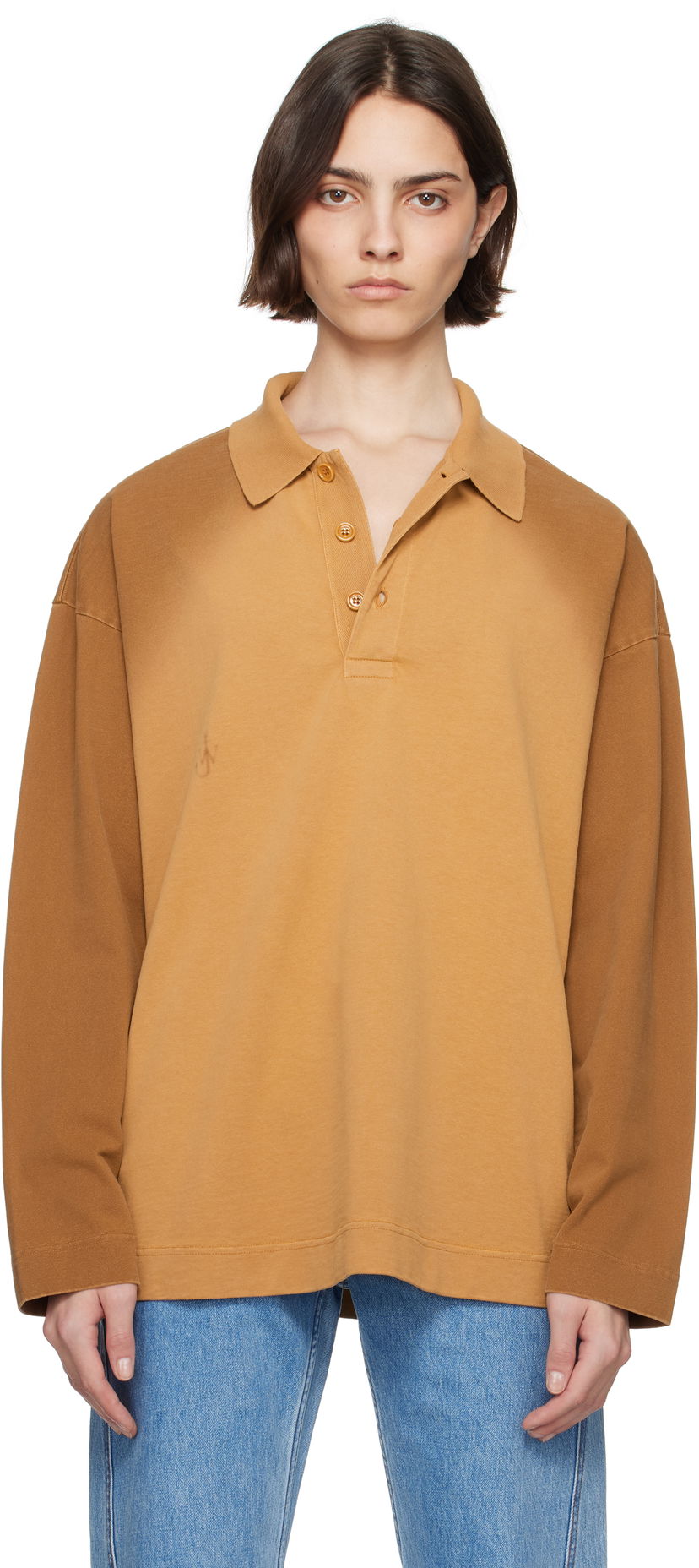 Sweater JW Anderson JW Anderson Long Sleeve Rugby Polo Brun | JO0268-PG1755
