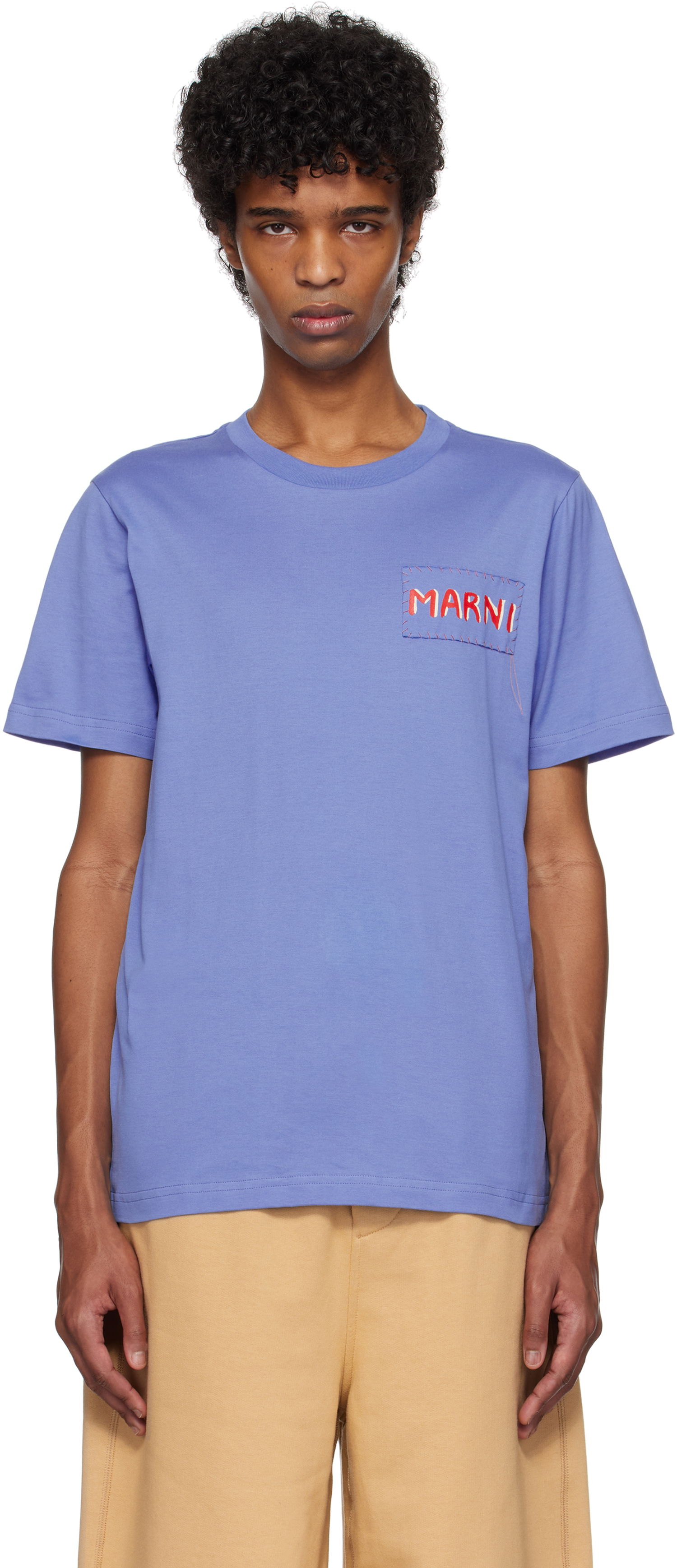 T-shirt Marni Marni Logo Patch T-Shirt Lilla | HUMU0198X0 UTC446, 0