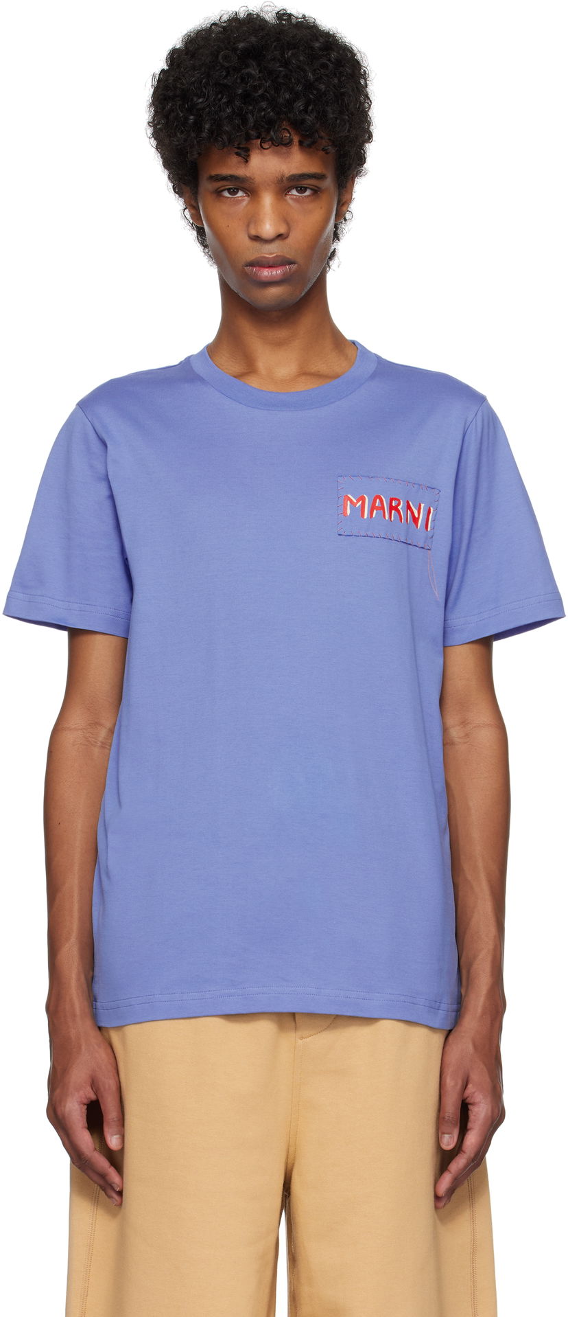 T-shirt Marni Marni Logo Patch T-Shirt Lilla | HUMU0198X0 UTC446