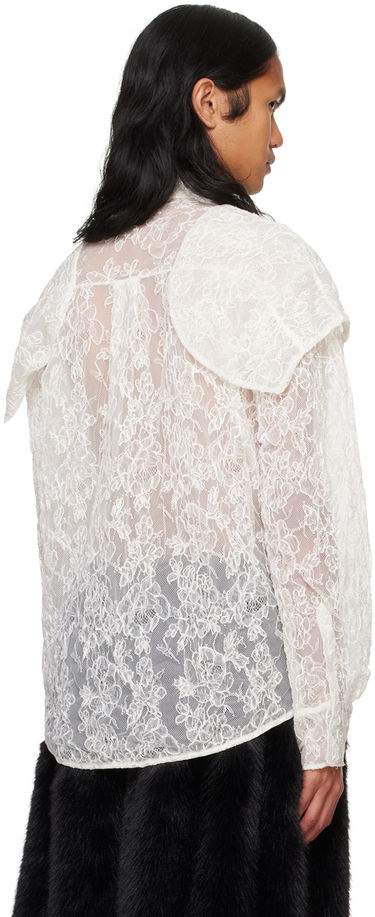 Skjorte Simone Rocha Simone Rocha Sheer Classic Fit Lace Shirt Hvid | 5289C 1099, 2