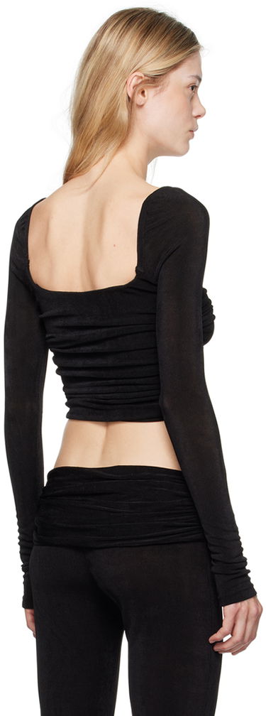 Crop top GUIZIO Guizio Crisia Ruched Long Sleeve Top Sort | P24111K066, 2