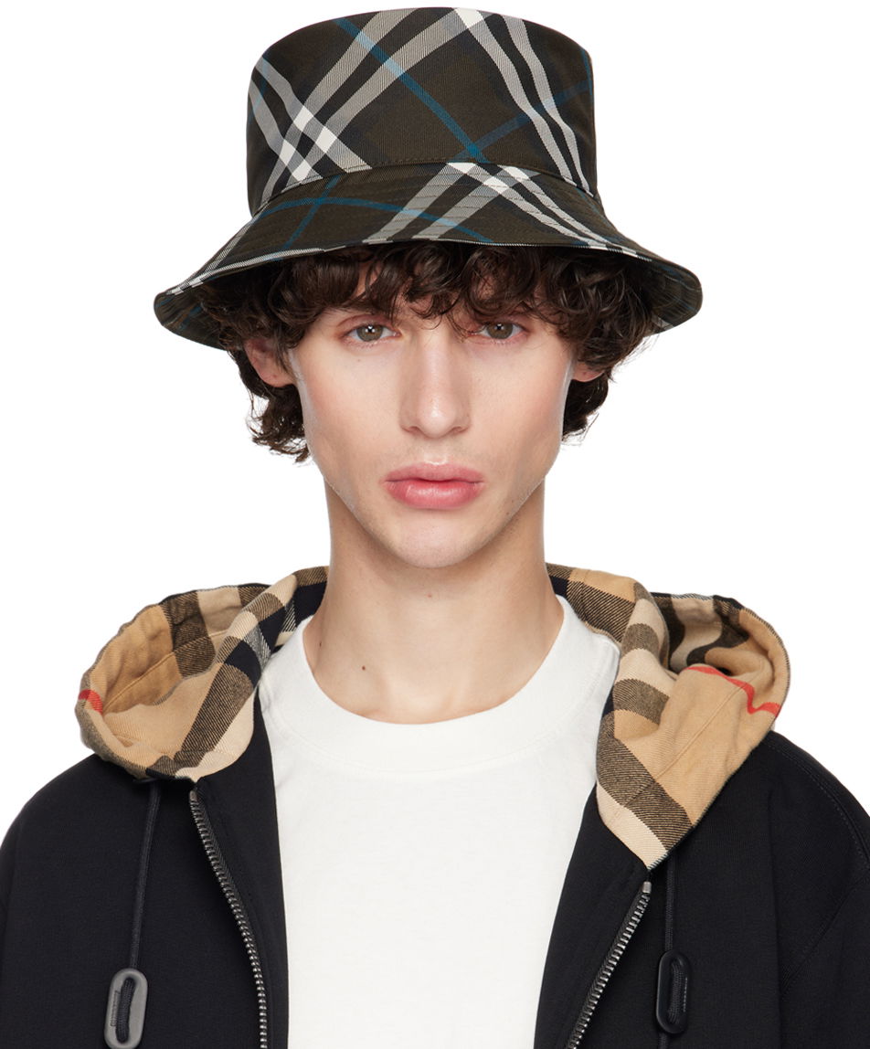 Hat Burberry Check Bucket Hat Grøn | 8094800, 0