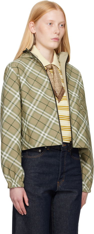 Vindjakke Burberry Burberry Cropped Check Reversible Hoodie Grøn | 8105850, 1