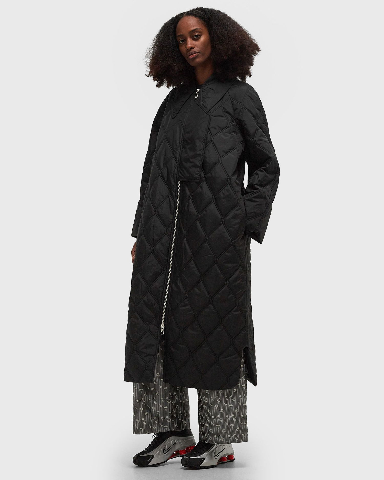 Regnfrakke GANNI GANNI Ripstop Quilted Coat Sort | F7327-099, 1
