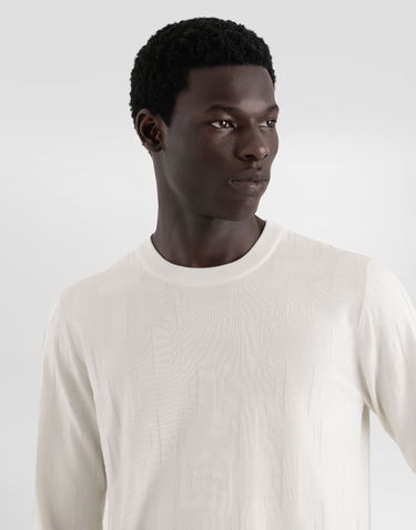 Sweater Dolce & Gabbana Dolce & Gabbana Silk Round-Neck Sweater with DG Logo Embroidery Hvid | GXX02TJBSK5W0001, 3