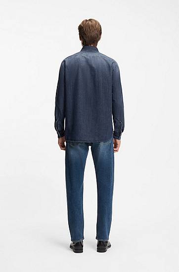 Skjorte BOSS BECKHAM Ombre Denim Shirt Blå | 50554944, 1
