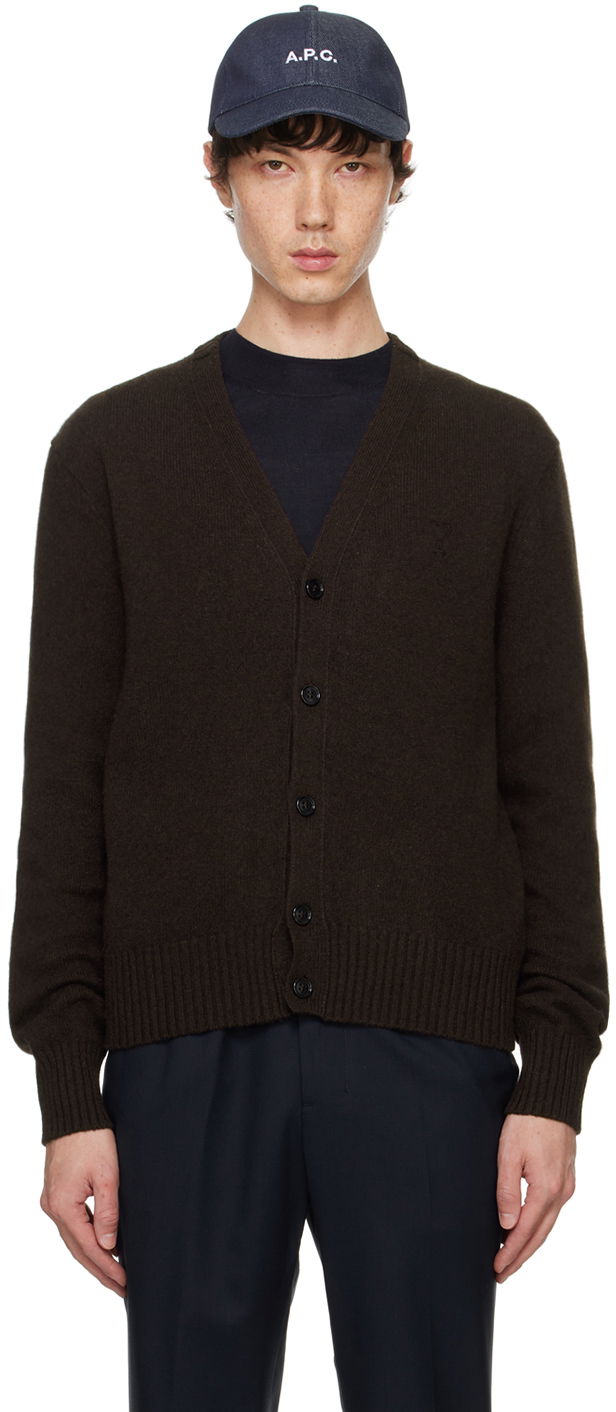 Sweater AMI Paris Brown Cashmere De Cœur Cardigan Brun | HKC157.005