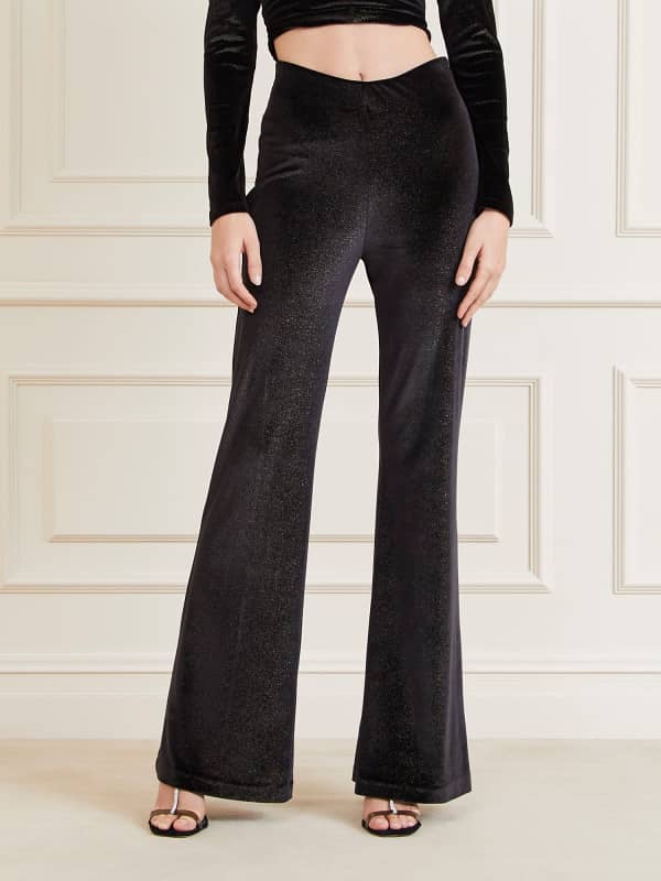 Bukser GUESS Marciano Velvet Glitter Flare Pants Sort | 4RGB096212A, 0