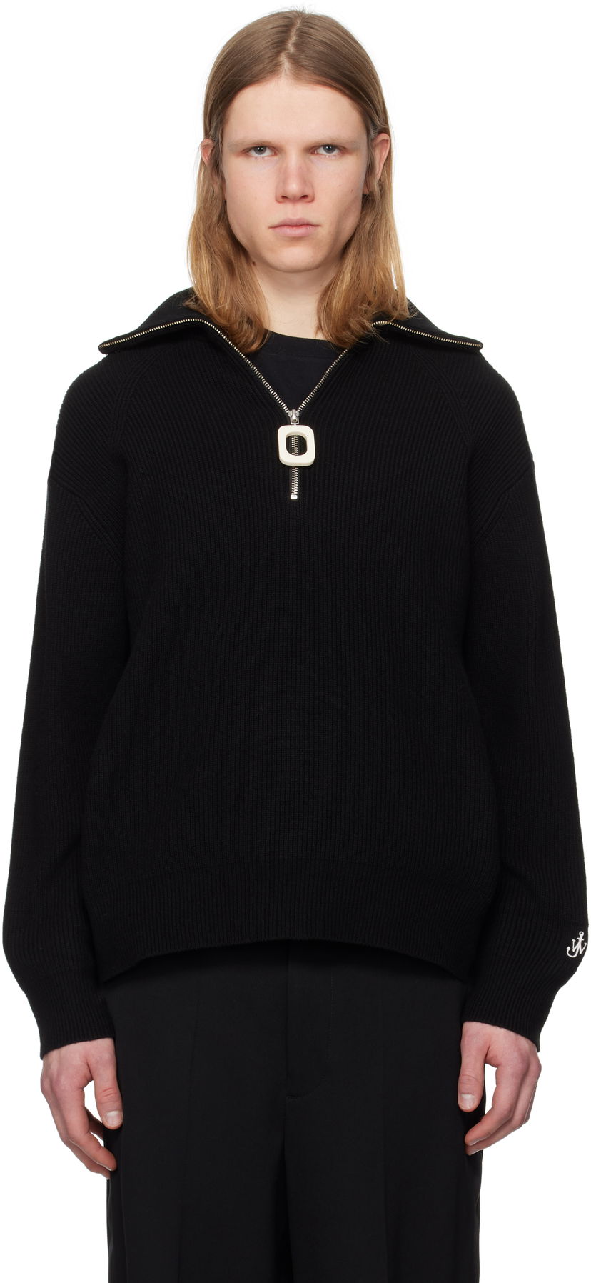 Sweater JW Anderson JW Anderson Half-Zip Knit Sweater Sort | KW1285-YN0372