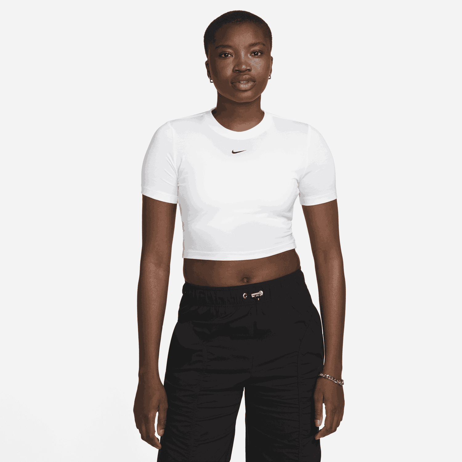 Crop top Nike Essential Slim Crop Swoosh Tee Hvid | FB2873-100, 0