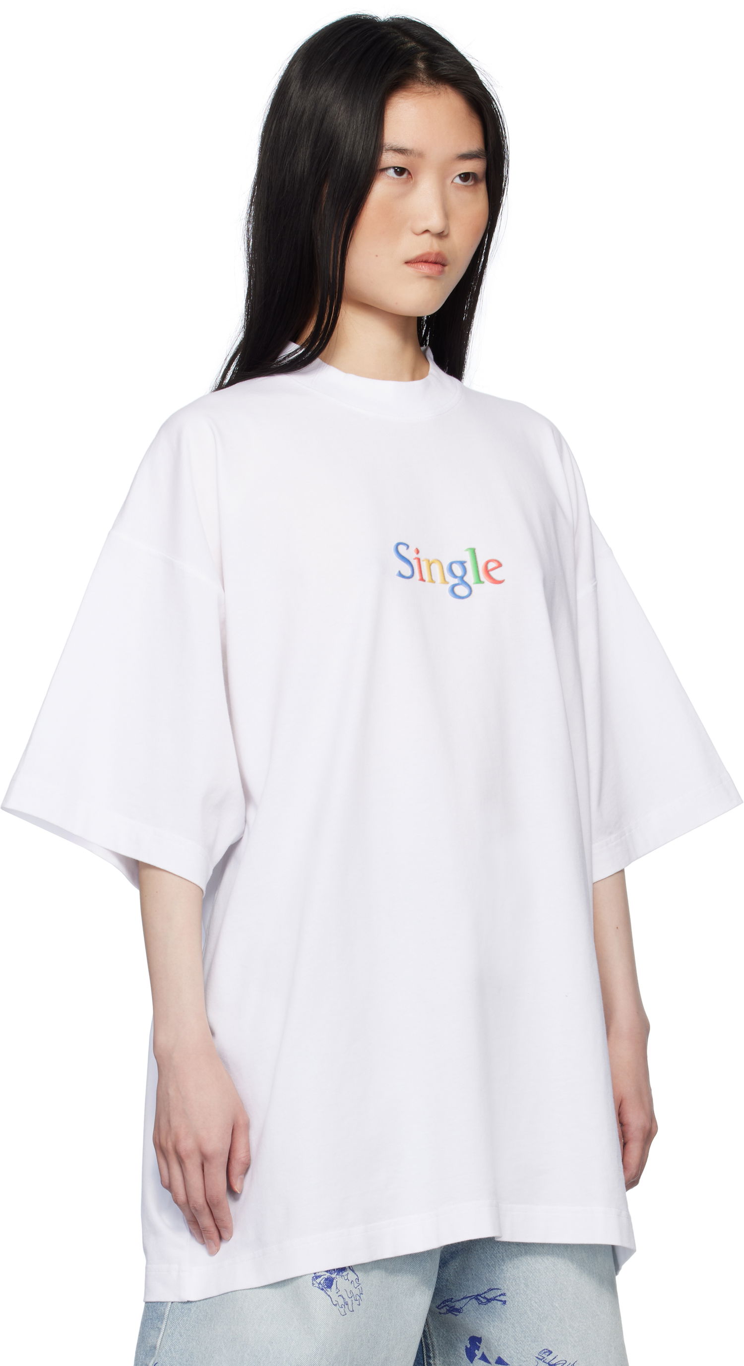 T-shirt VETEMENTS Vetements 'Single' Oversized T-Shirt Hvid | UA66TR700W, 1