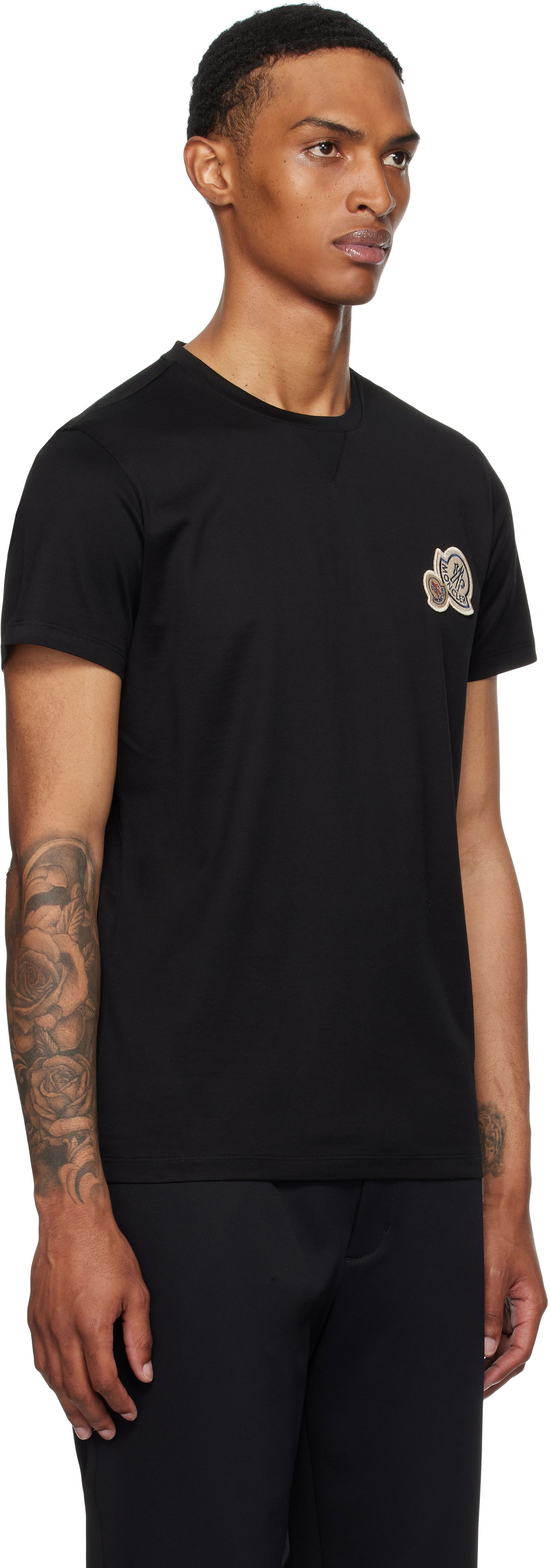 T-shirt Moncler Moncler Double Logo Patch Cotton T-Shirt Sort | K20918C000358390Y, 1