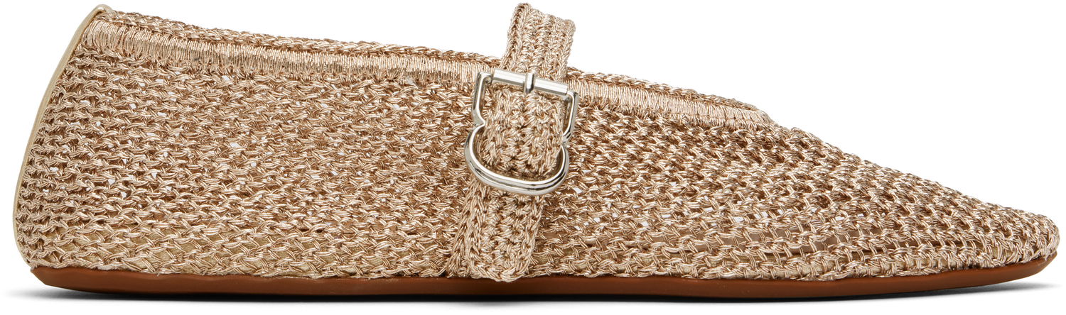 Kjole Alaïa ALAÏA Open Knit Ballerina Flats Beige | AA3A029TK047, 0