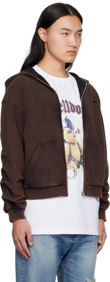 Sweatshirt We11done We11done Wrinkled Zip-Up Hoodie Brun | WD-TJ0-25-830-U-BK, 1