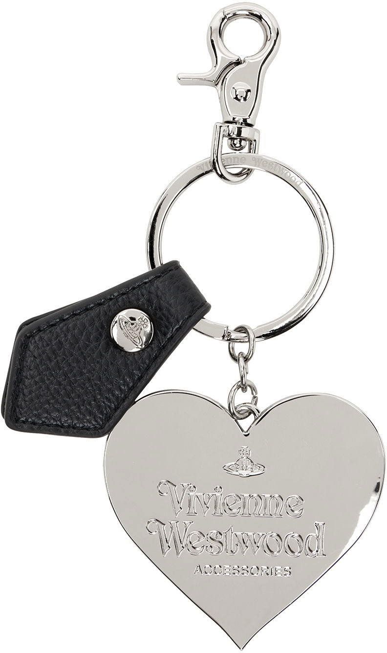 Nøgleringe Vivienne Westwood Mirror Heart Orb Keychain Sort | 8203010XU-OM0009-, 1