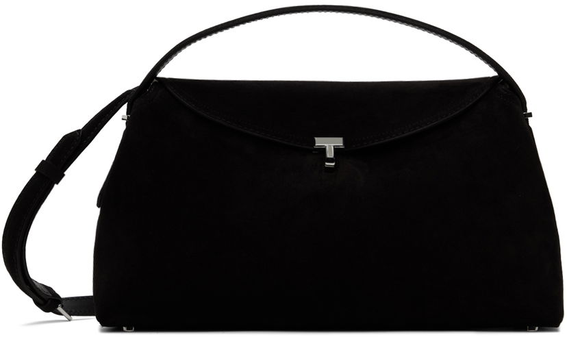 Håndtaske TOTEME TOTEME T-Lock Top Handle Suede Shoulder Bag Sort | 234-WAL961-LE0004