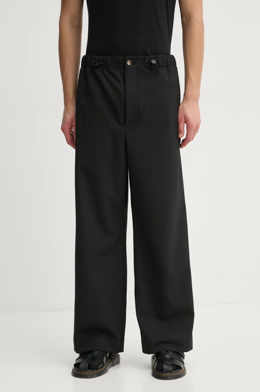 Bukser Nanushka Wide Leg Wool Blend Trousers Sort | NM24FWPA24599, 0