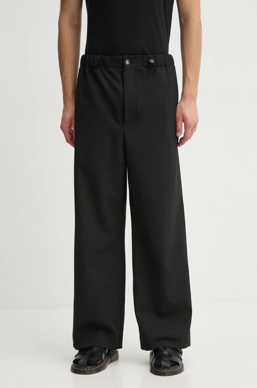 Bukser Nanushka Wide Leg Wool Blend Trousers Sort | NM24FWPA24599